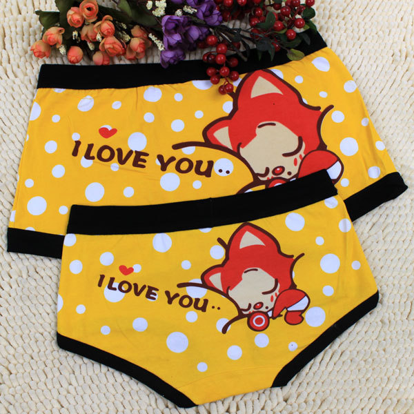 Hot-selling hyraxes personalized cartoon 100% cotton lovers set male women's panties lovers panties