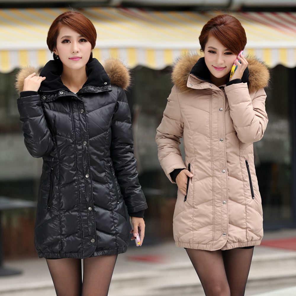 Hot-selling large fur collar fashion new arrival down coat medium-long slim winter Women