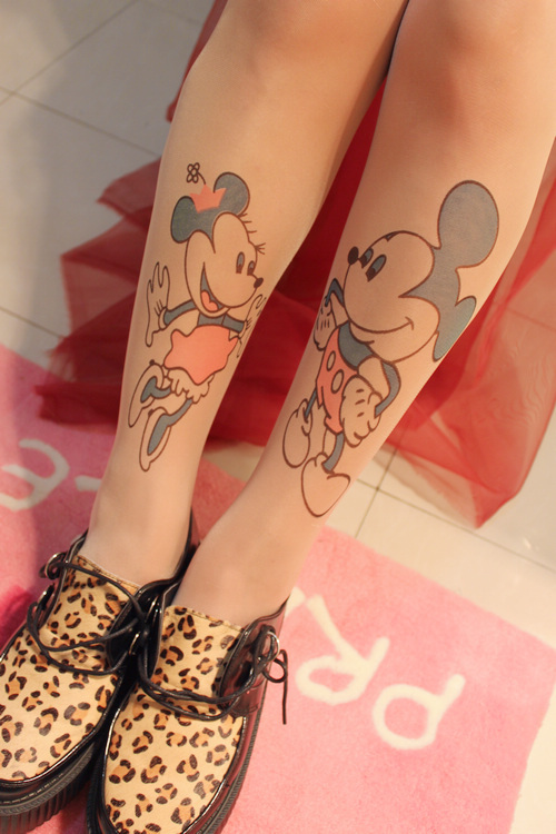 Hot-selling ! MICKEY MINNIE  printing tights tattoo pantyhose tattoo leggings character tattoo stocking