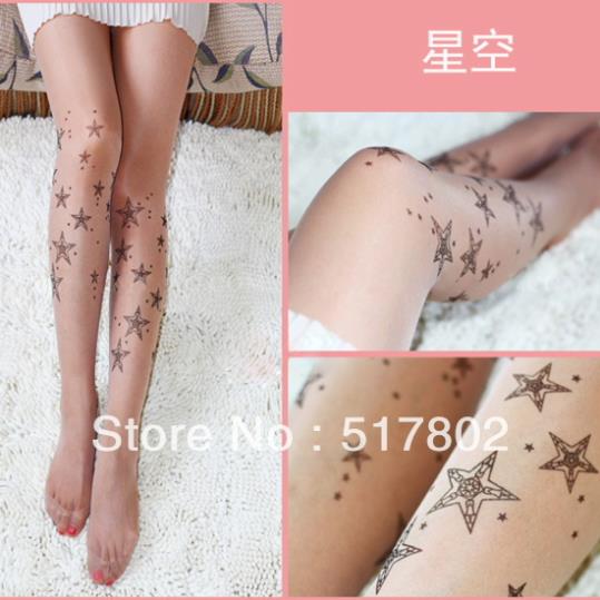 Hot selling New arrival "Women\'s Sexy Sheer Transparent Tattoo Pantyhose