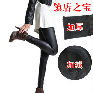 Hot-selling plus velvet thickening high quality matt PU faux leather pants slim legging