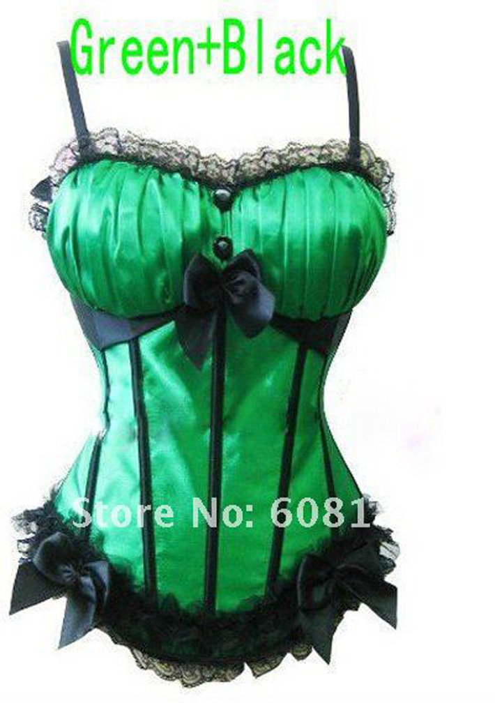 Hot selling Sexy Lingerie green Corset ( bustier+G-string) wholesale and retail 0900