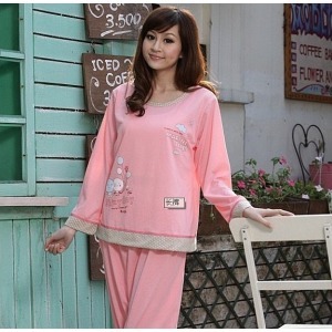 Hot-selling spring and summer autumn sleepwear female 100% cotton sleepwear long-sleeve set 100% cotton sleepwear lounge