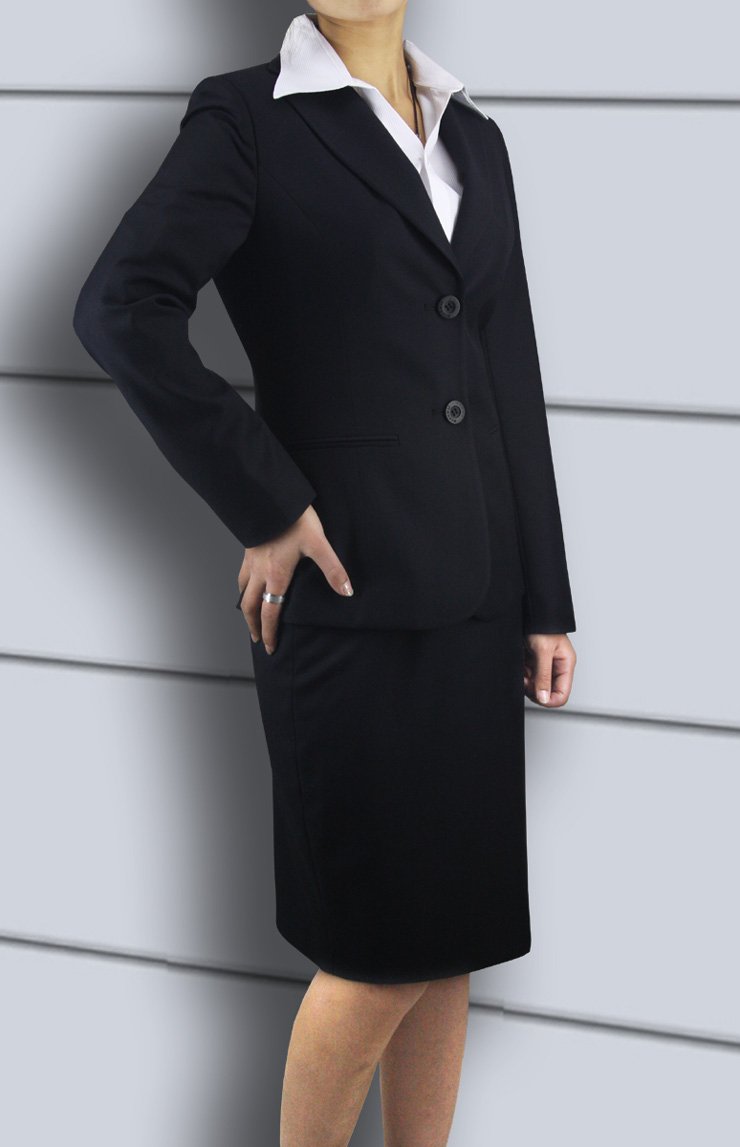 Hot selling the cheapest women's business suits set /two bottons dark blue and black suits for women/custom made suit