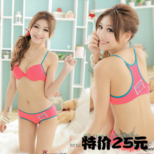 Hot-selling thin underwear vest design 100% cotton sports front button push up bra set