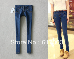 Hot-selling vintage elastic skinny pencil pants women's jeans stovepipe blue xs-xxxl