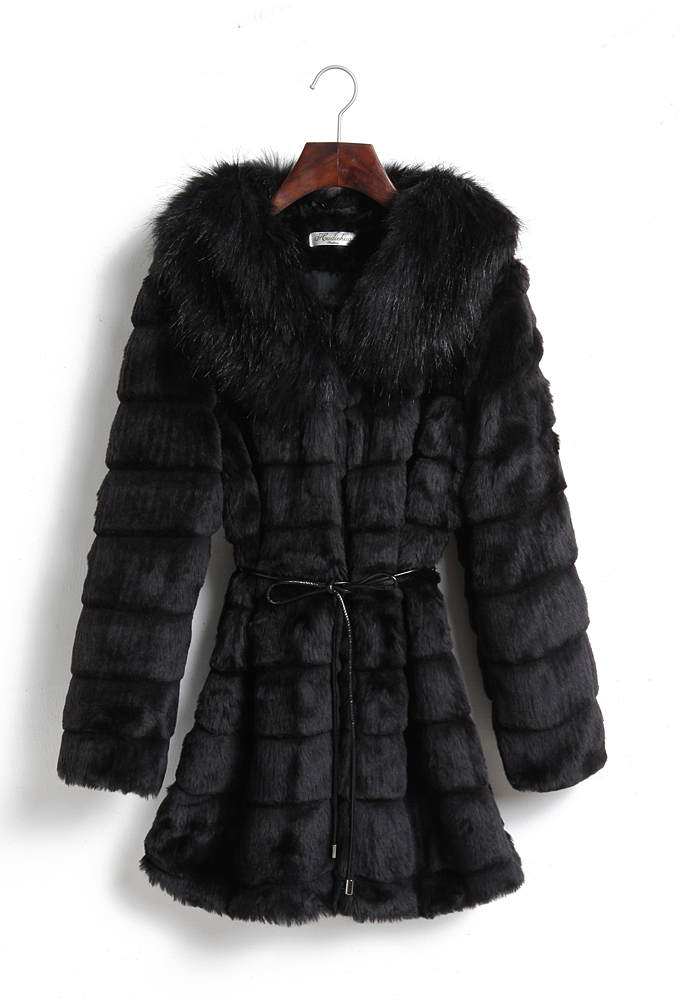 Hot Selling Winter Faux Fur Coat Long Rabbit Fur Turn-down Collar Women's Outwear Inexpensive