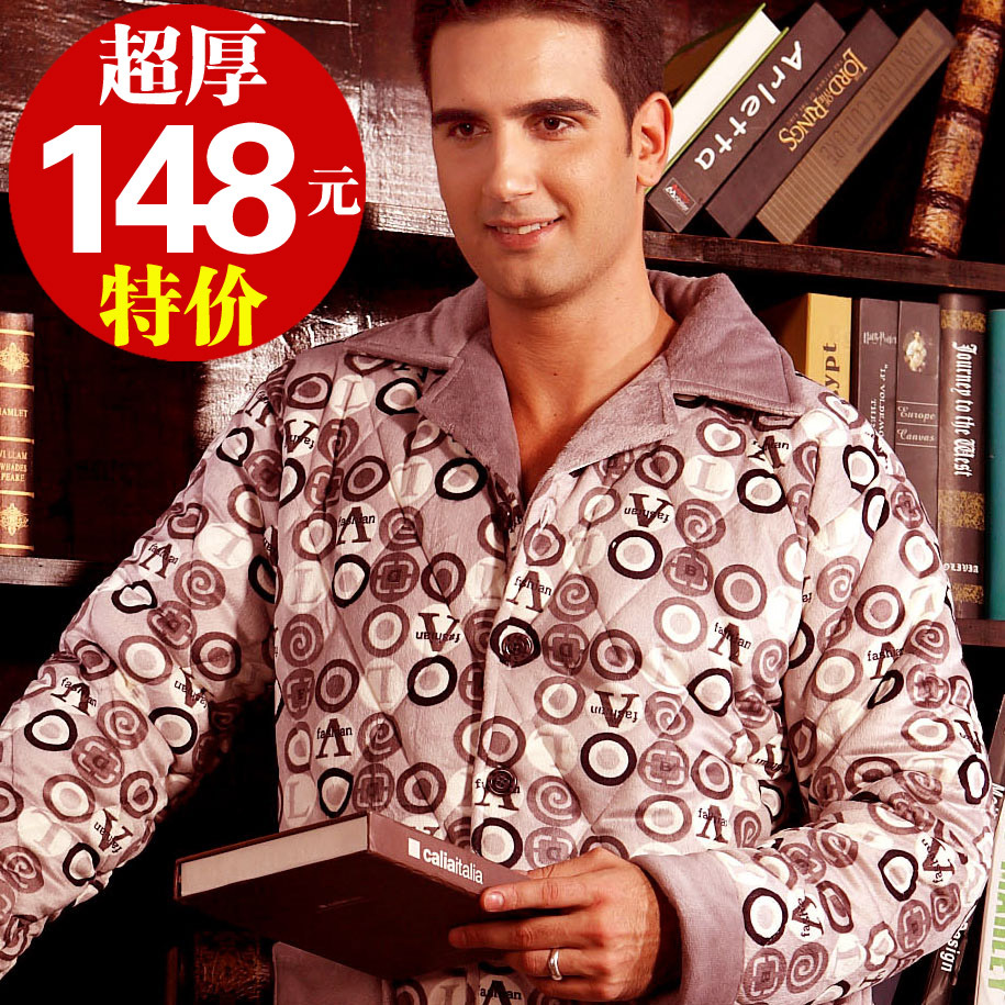 Hot-selling ! winter male super soft coral fleece cotton-padded thickening sleep set lounge at home service