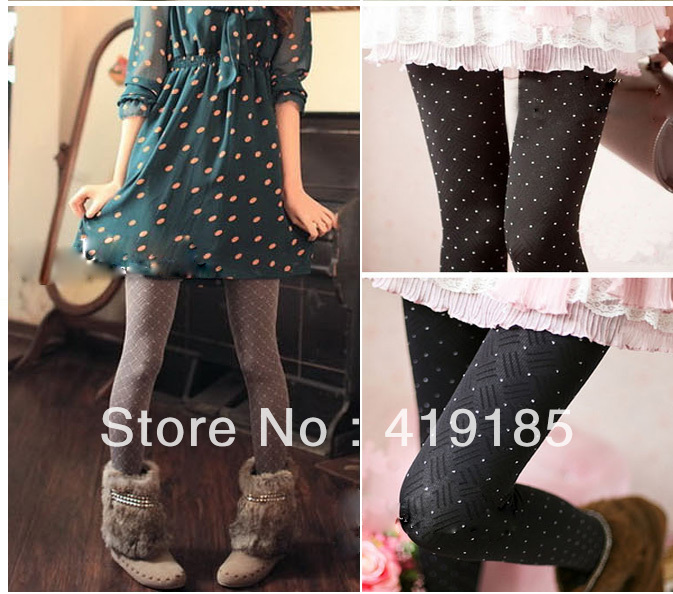 Hot selling! Women round dot thin dark fringe velutum pantynose/tights wholesales 10pcs/lot(W-sock-008)