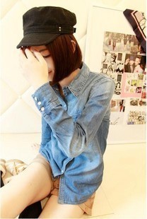 hot-selling women's slim shirt female long-sleeve denim shirt long-sleeve shirt female