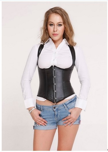 Hot Sexy Lingerie  PU Faux Leather Busiter Underbust Corset with G-string  Size Small To 2XL