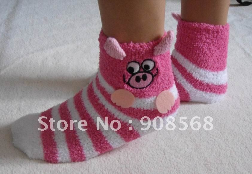 Hot Soft Socks Brand New Ladies Room Socks Fluffy  Bed Socks -Pink Cat Super  Soft