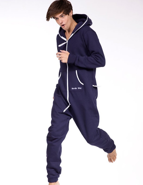 Hot! Solid Navy Blue Jumpsuit / Adult Fleece Hoodies / joined body suit / Oversize / Unisex Style+ Fedex Free Shipping  E300-56