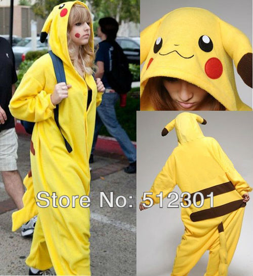 Hot! Unisex Kigurumi cute cartoon Anime Pikachu Pyjamas Jumpsuits Homewear Couple Set Animal Sleepwear