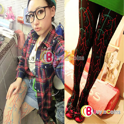 Hot Vascular Pattern Sexy Tattoo Socks Pantyhose Stockings Tights Leggings Punk [23820|99|01]