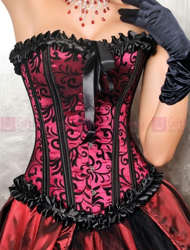 Hot wholesale Free shipping Sexy Red Satin Brocade Waist Training Corset