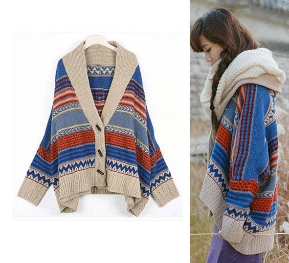 Hot Women autumn winter mantle color pattern leisure Free shawl sweater / jacket wholesale retail free shipping