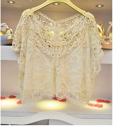 hot !!Women Lace Hollow Out Crochet Knit Loose Blouse Tops Beiges Black