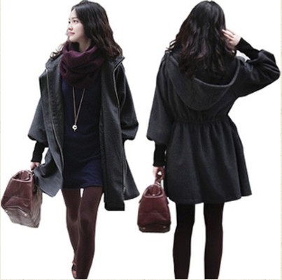 HOT WOMEN'S WOOL LONG WINTER COAT HOODED TRENCH OUTWEAR