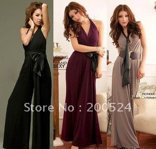 Hotsale Fashion Plus size women trouser, Jumpsuits,Rompers,Sexy ribbons Deep  V Jumpsuits.cotton pants&Free shipping