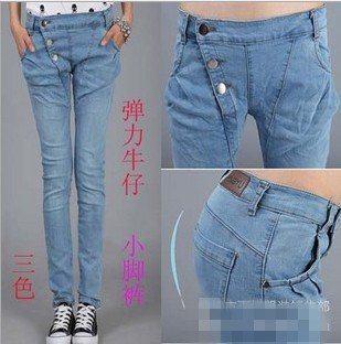 hotsale Fast&Free Shipping wholesale Korean 2012 new Arrival Button casual jeans pants women trousers