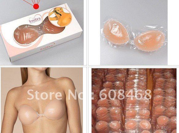 hotselling 5pcs Strapless Silicone Invisibe Self Adhesive Bra Reusable ( the thin style) +surpise gift!!!