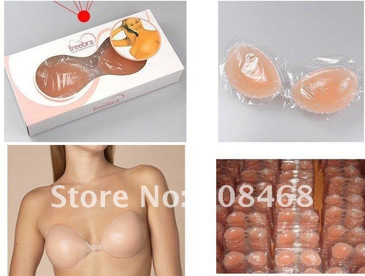 hotselling 5pcs Strapless Silicone Invisibe Self Adhesive Bra Reusable ( the thin style) +surpise gift!!!