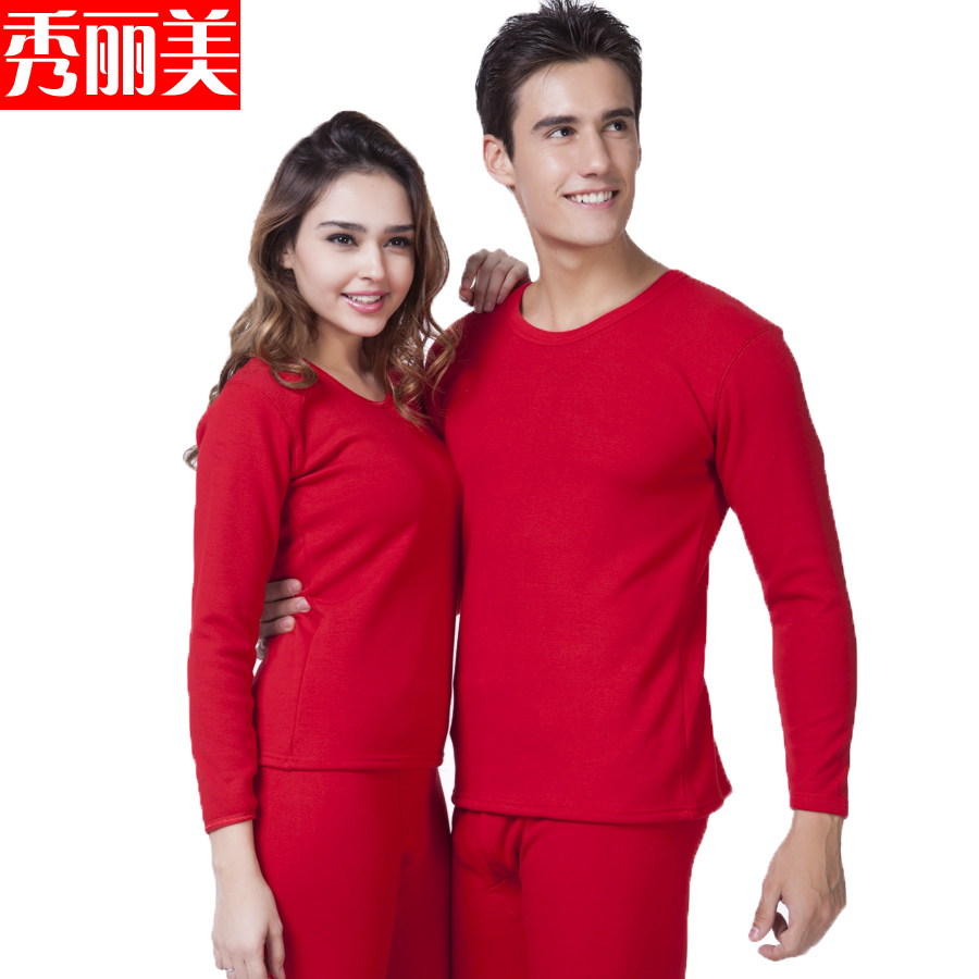 Hottest thickening plus velvet antibiotic thermal underwear set male women's thermal clothing