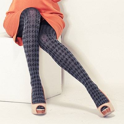 houndstooth three-dimensional jacquard pantyhose 60D black Plaid Good Quality