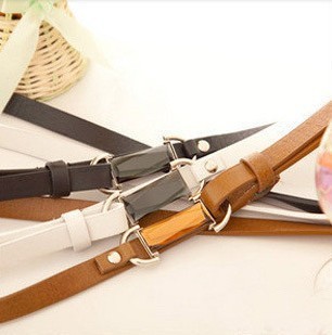 hout OMH wholesale New Fashion Women's Cute Nice Candy color PU leather Thin Belt PD02