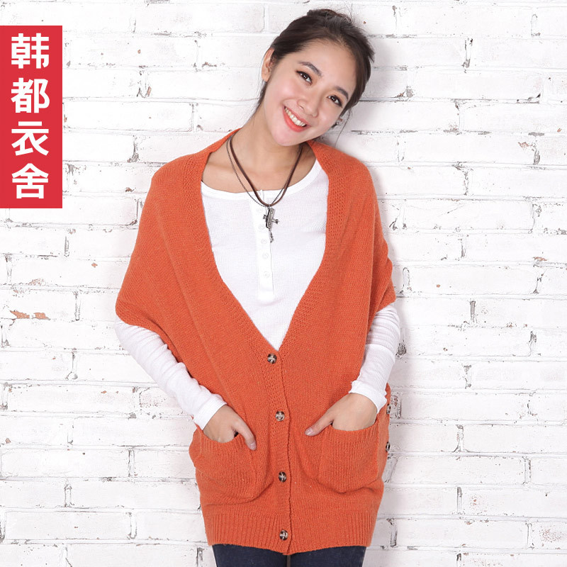 HSTYLE 12 autumn new arrival women's medium-long button decoration slim vest ek1722