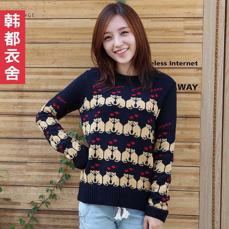 HSTYLE 12 female o-neck slim long-sleeve basic sweater ej1216 free shipping