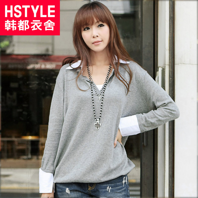 HSTYLE 13 female faux two piece sweater if0002