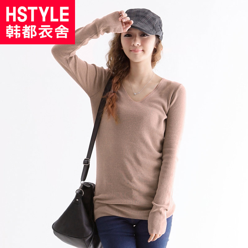 HSTYLE 13 spring solid color V-neck fp1447 basic sweater