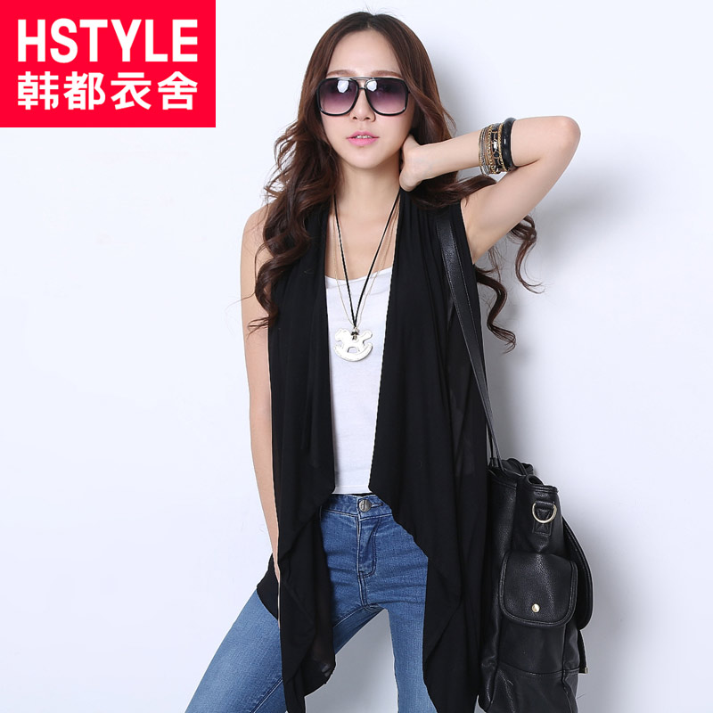 HSTYLE 2013 spring and summer women's solid color loose chiffon patchwork vest ou2169