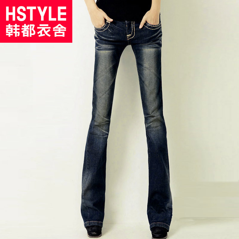 HSTYLE 2013 spring female elastic ho1348 bell-bottom jeans