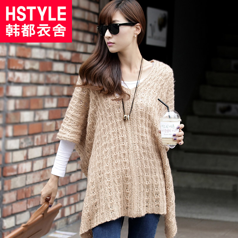 HSTYLE 2013 spring solid color V-neck sleeveless cloak sweater female gy1171