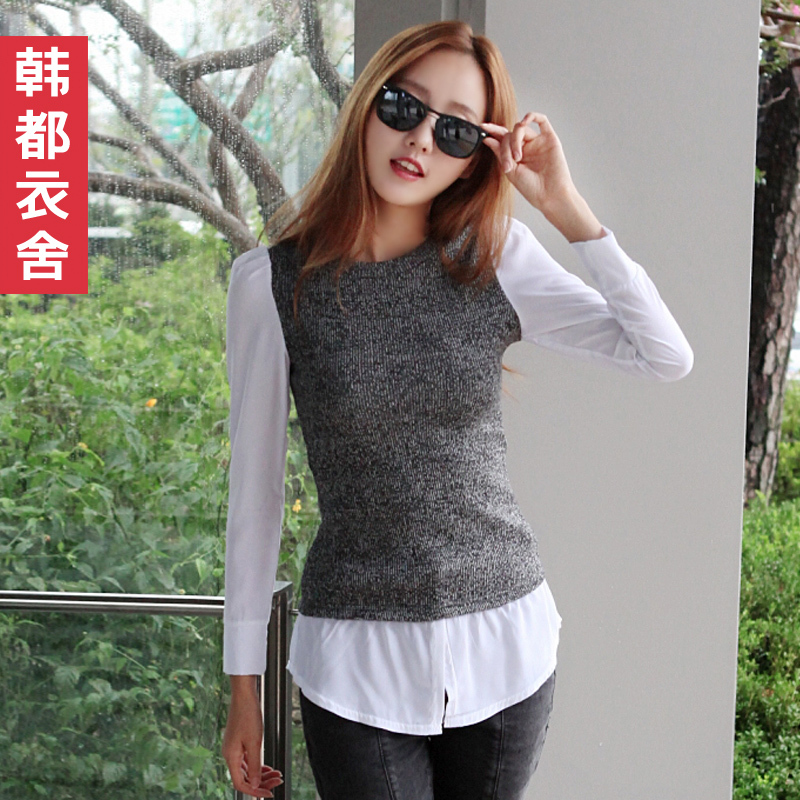 HSTYLE 2013 spring trend preppystyle slim long-sleeve sweater female