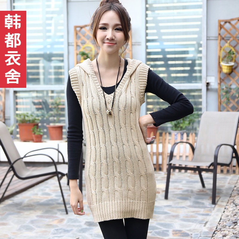 HSTYLE 2013 spring with a hood medium-long solid color pullover sweater Women nw2047