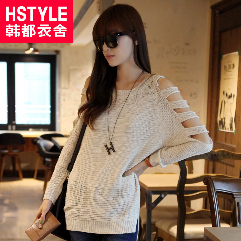 HSTYLE 2013 spring women's cutout ek1598 long-sleeve sweater