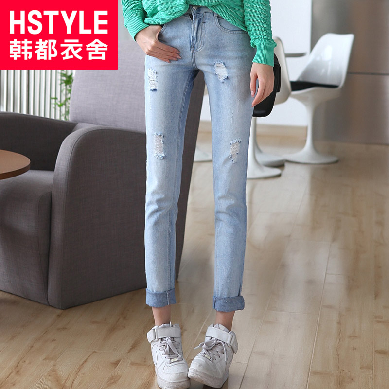 HSTYLE 2013 spring women's distrressed jeans slim skinny lz2134 0121