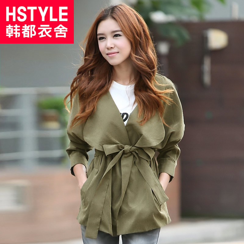 HSTYLE 2013 spring women's medium-long solid color trench hc1469 0803