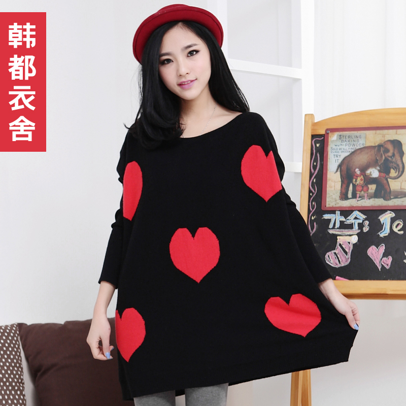 HSTYLE 2013 spring women's new arrival slit neckline loose batwing sleeve sweater