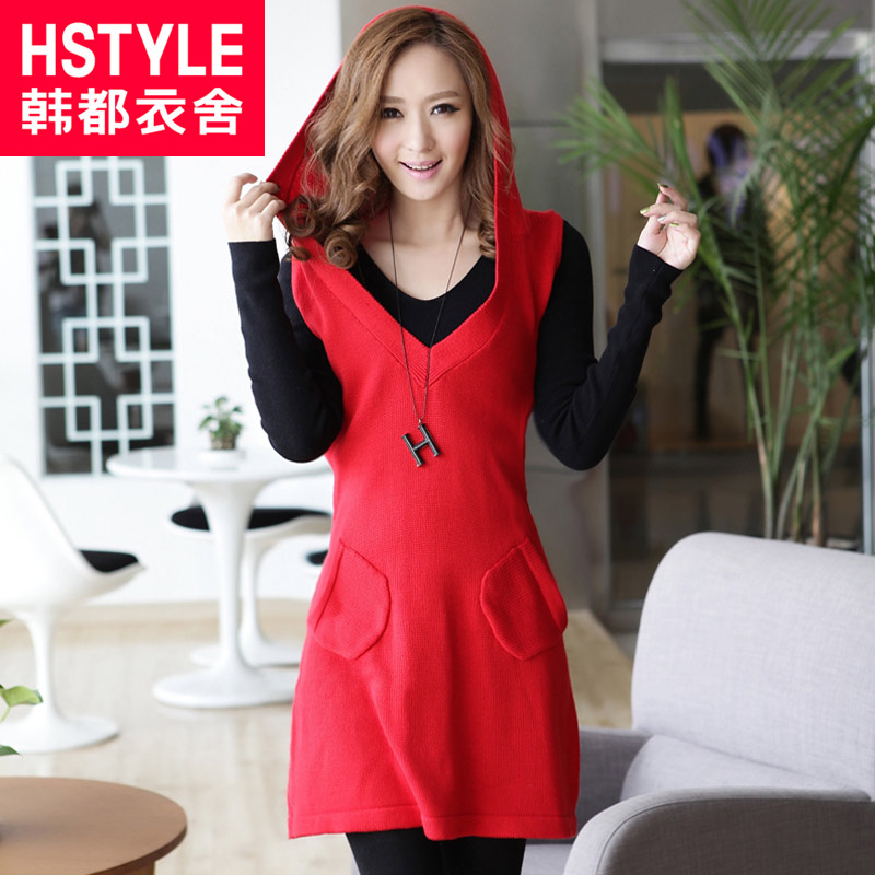 HSTYLE 2013 spring women's solid color V-neck basic sleeveless pullover sweater kr2038