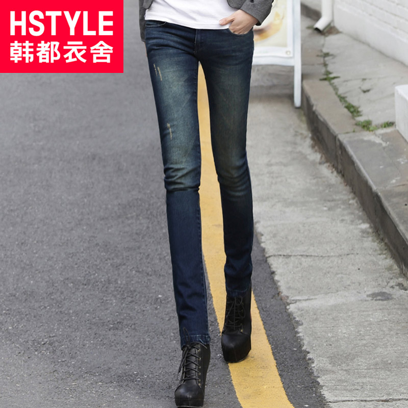 HSTYLE 2013 spring women's wearing white slim pencil skinny jeans ig0003