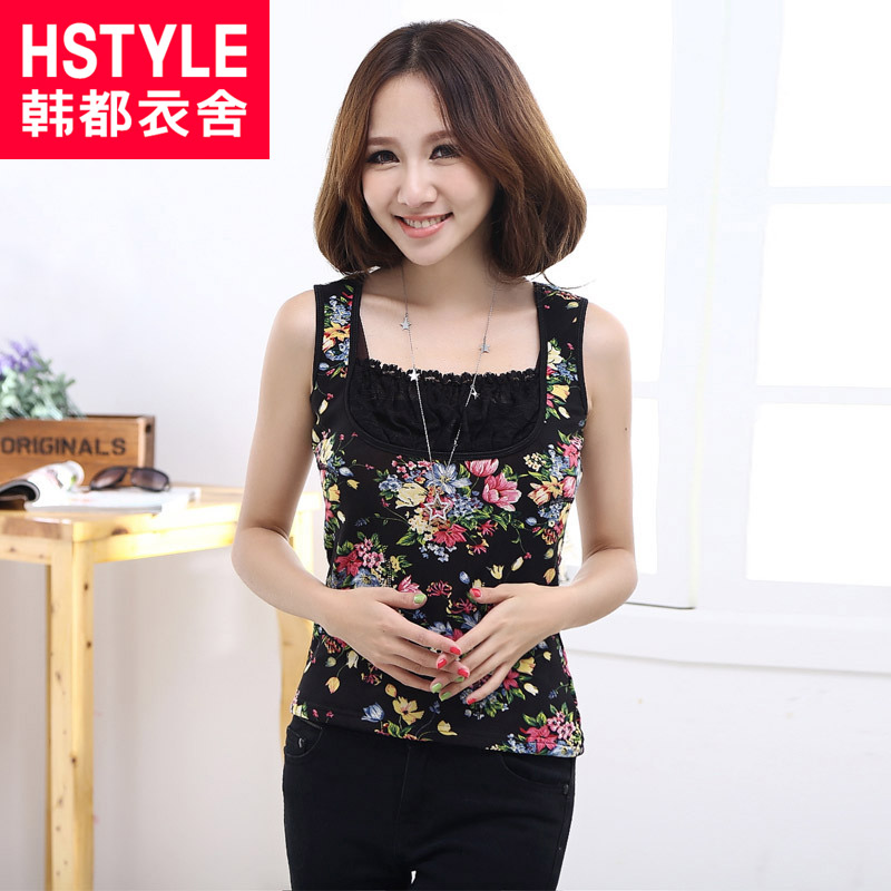 HSTYLE 2013 women's spring floral pattern thermal vest kl2066l28