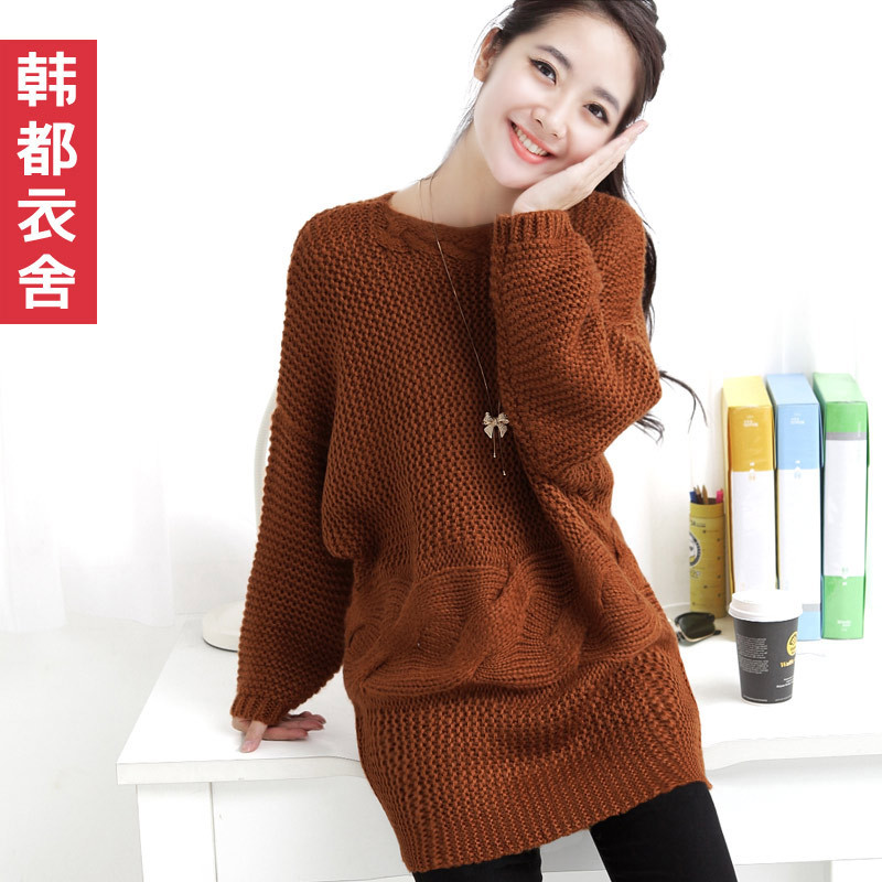 HSTYLE vintage sweater outerwear female 2013 spring plus size twisted long design pullover long-sleeve sweater