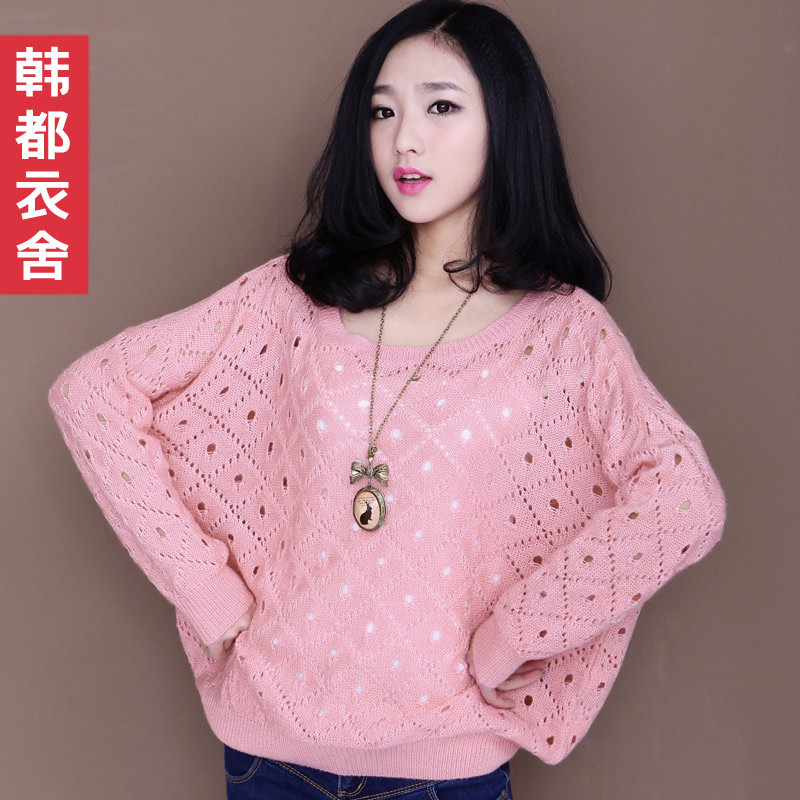 HSTYLE women's 2013 spring new arrival fashion solid color cutout sweater