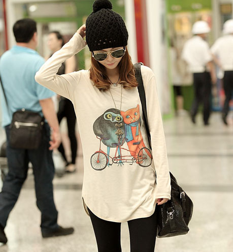 Huanxin maternity clothing maternity long slim design print t-shirt long-sleeve spring maternity top