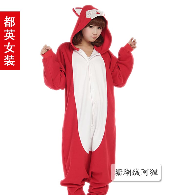 Hyraxes coral fleece thickening cartoon one piece sleepwear stitch easily bear lovers lounge